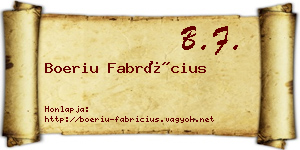 Boeriu Fabrícius névjegykártya